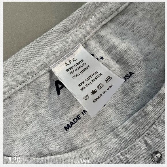 A.P.C. U.S. FLAG TEE IN GREY MELANGE 2017 U.S. CAPSULE COLLECTION T-SHIRT NWT - Picture 6 of 14